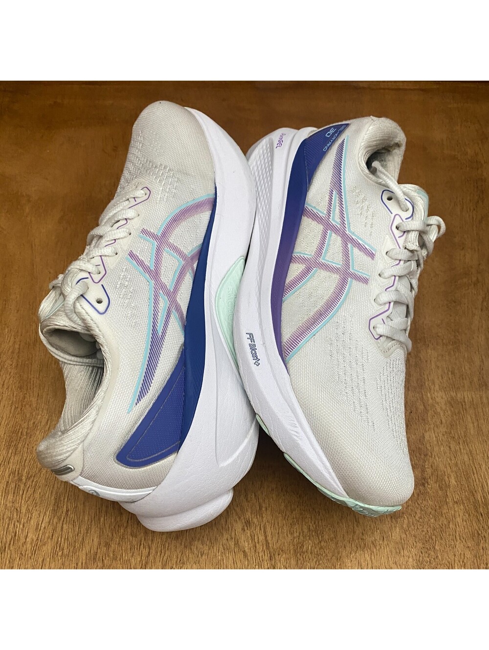 Asics Gel Kayano 30 Shoes Women Sz 8 White Cyber Grape Running Sneakers 1012B357